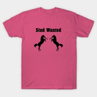 Stud Wanted Two Stallion Horses Monotone T-Shirt